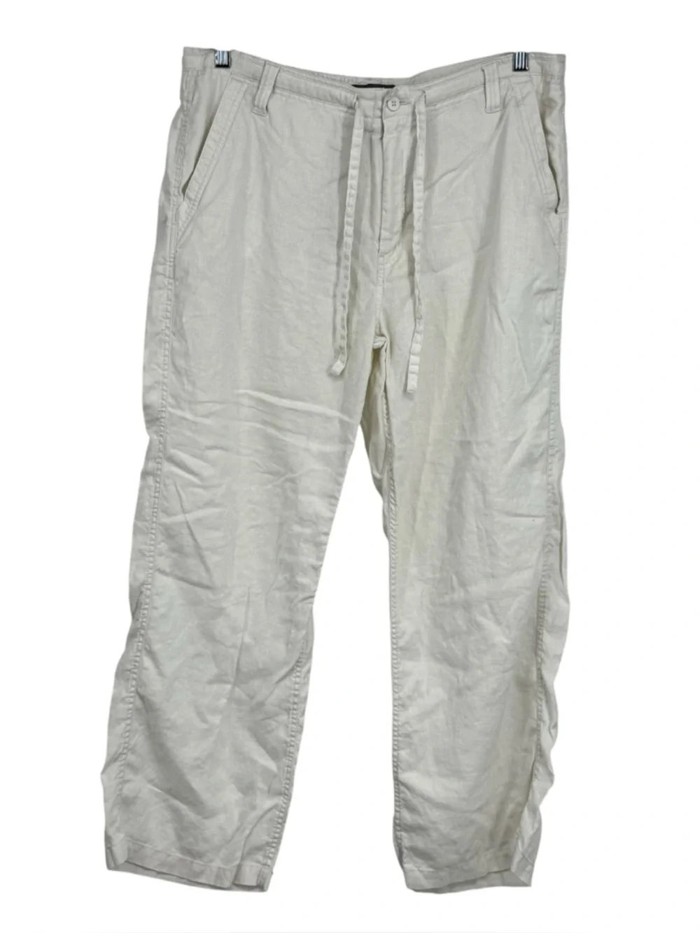 Men’s Apt 9 Size 38 x 30 Off White 100% Linen Wider Leg Pants Beach Costal